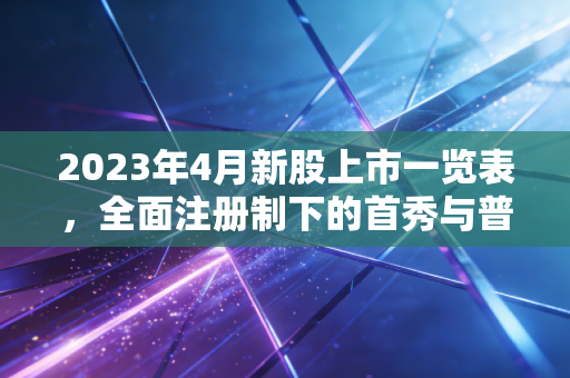 2023年4月新股上市一览表,全面注册制下的首秀与普通投资者的新考题