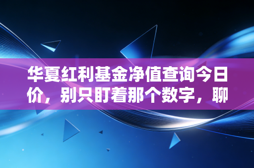 华夏红利基金净值查询今日价，别只盯着那个数字，聊聊红利投资的慢钱哲学