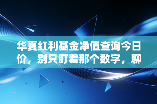 华夏红利基金净值查询今日价，别只盯着那个数字，聊聊红利投资的慢钱哲学