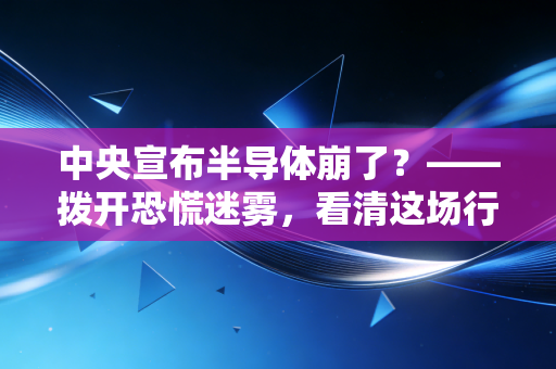 中央宣布半导体崩了？——拨开恐慌迷雾，看清这场行业大洗牌的真相