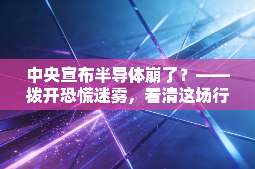 中央宣布半导体崩了？——拨开恐慌迷雾，看清这场行业大洗牌的真相