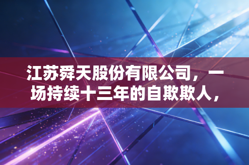 江苏舜天股份有限公司，一场持续十三年的自欺欺人，给投资者的深刻教训