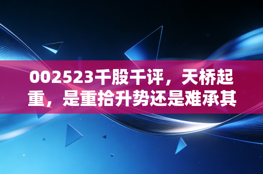 002523千股千评,天桥起重,是重拾升势还是难承其重?