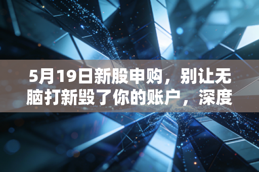 5月19日新股申购,别让无脑打新毁了你的账户,深度解析当下的申购策略