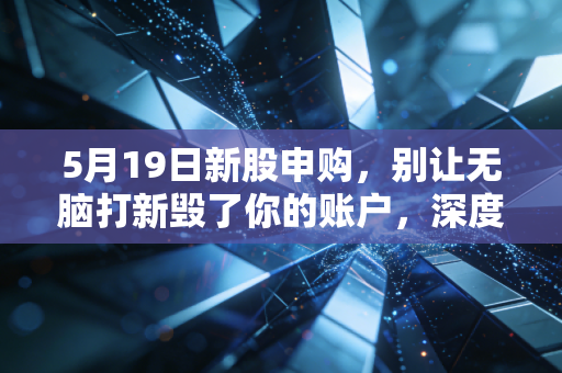 5月19日新股申购,别让无脑打新毁了你的账户,深度解析当下的申购策略