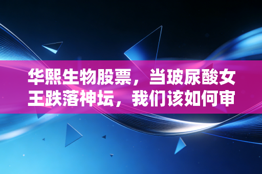 华熙生物股票，当玻尿酸女王跌落神坛，我们该如何审视它的长期价值？
