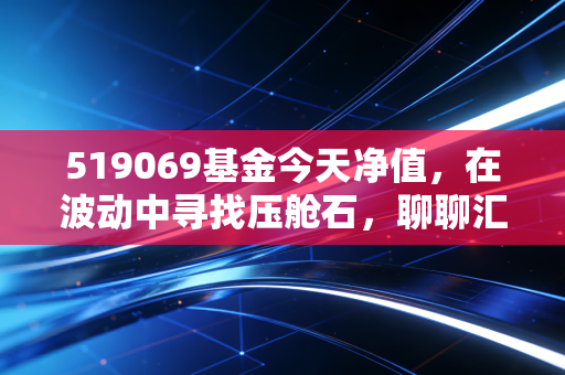 519069基金今天净值，在波动中寻找压舱石，聊聊汇添富价值精选的长期主义