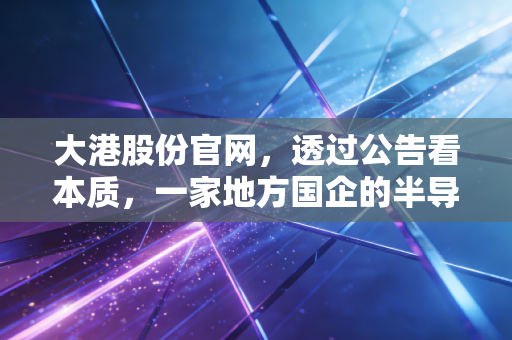 大港股份官网，透过公告看本质，一家地方国企的半导体突围与投资启示