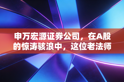 申万宏源证券公司,在A股的惊涛骇浪中,这位老法师还能带给我们什么启示?