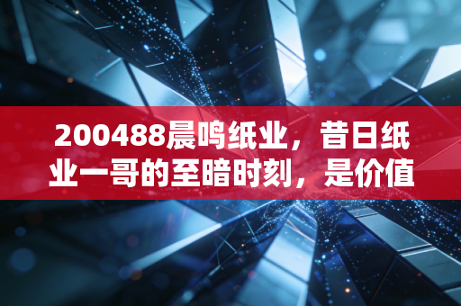 200488晨鸣纸业,昔日纸业一哥的至暗时刻,是价值陷阱还是困境反转的黄金坑?