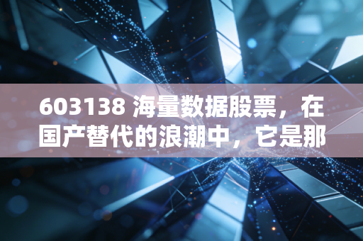 603138 海量数据股票,在国产替代的浪潮中,它是那个被低估的隐形冠军吗?