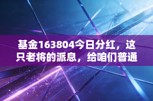 基金163804今日分红,这只老将的派息,给咱们普通投资者的几点启示