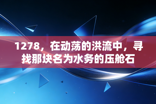 1278，在动荡的洪流中，寻找那块名为水务的压舱石
