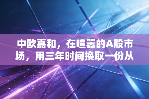 中欧嘉和,在喧嚣的A股市场,用三年时间换取一份从容的收益
