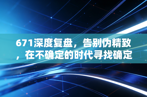 671深度复盘,告别伪精致,在不确定的时代寻找确定的财富逻辑