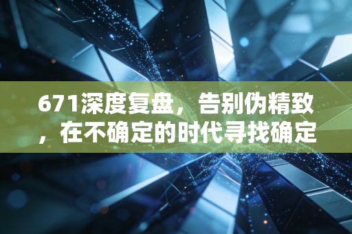 671深度复盘,告别伪精致,在不确定的时代寻找确定的财富逻辑