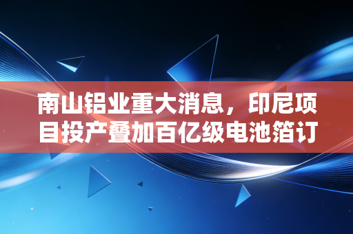 南山铝业重大消息，印尼项目投产叠加百亿级电池箔订单，这家低调的铝业巨头正在重塑行业估值逻辑