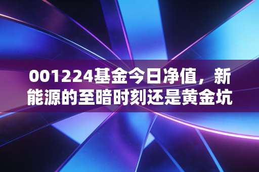 001224基金今日净值,新能源的至暗时刻还是黄金坑?聊聊我的看法