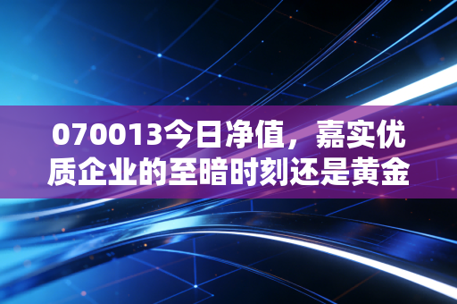 070013今日净值，嘉实优质企业的至暗时刻还是黄金坑？聊聊老司机的持仓焦虑