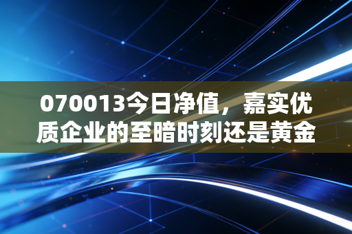 070013今日净值，嘉实优质企业的至暗时刻还是黄金坑？聊聊老司机的持仓焦虑