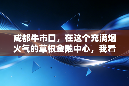 成都牛市口,在这个充满烟火气的草根金融中心,我看到了最真实的钱生钱逻辑