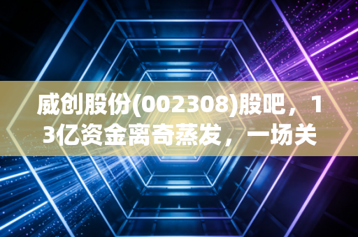 威创股份(002308)股吧，13亿资金离奇蒸发，一场关于信任与贪婪的残酷复盘