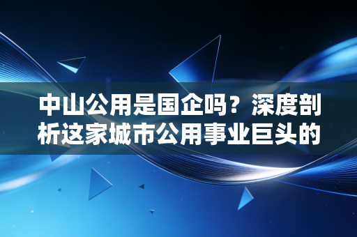 中山公用是国企吗？深度剖析这家城市公用事业巨头的底色与投资价值