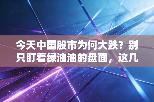 今天中国股市为何大跌?别只盯着绿油油的盘面,这几点才是扎心的真相