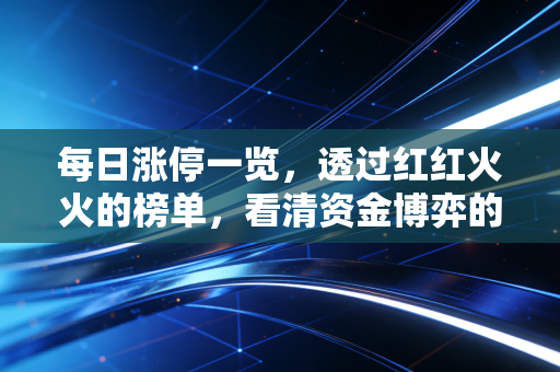 每日涨停一览，透过红红火火的榜单，看清资金博弈的残酷真相