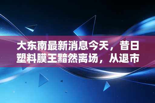 大东南最新消息今天，昔日塑料膜王黯然离场，从退市悲剧看散户投资的生存法则