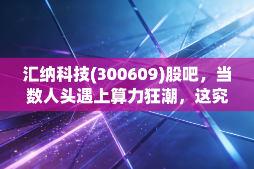 汇纳科技(300609)股吧，当数人头遇上算力狂潮，这究竟是基本面反转还是情绪的过山车？