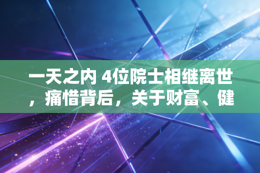 一天之内 4位院士相继离世，痛惜背后，关于财富、健康与顶级智力资产传承的深度思考