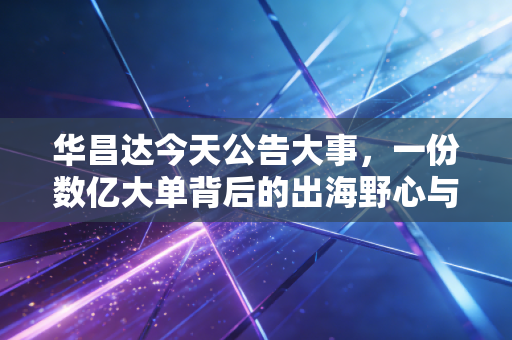 华昌达今天公告大事，一份数亿大单背后的出海野心与智能制造的冷暖人生