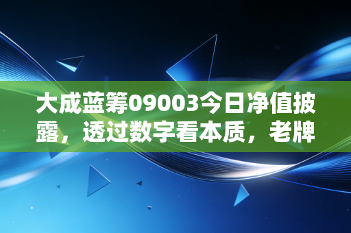 大成蓝筹09003今日净值披露，透过数字看本质，老牌蓝筹基还能打吗？