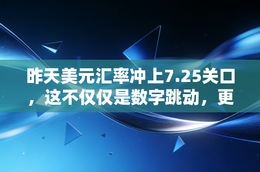 昨天美元汇率冲上7.25关口，这不仅仅是数字跳动，更是你我钱包的一场隐形博弈