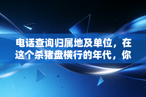 电话查询归属地及单位,在这个杀猪盘横行的年代,你的隐私还值多少钱?