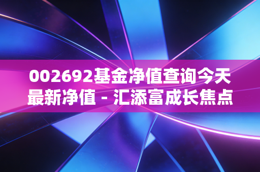 002692基金净值查询今天最新净值 - 汇添富成长焦点混合深度复盘,在波动中寻找成长的确定性