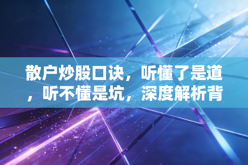 散户炒股口诀，听懂了是道，听不懂是坑，深度解析背后的交易真相