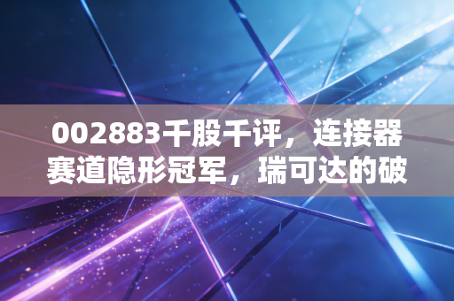 002883千股千评,连接器赛道隐形冠军,瑞可达的破与立