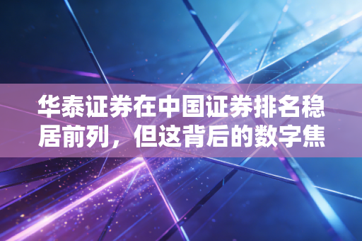 华泰证券在中国证券排名稳居前列,但这背后的数字焦虑与转型野心你读懂了吗?