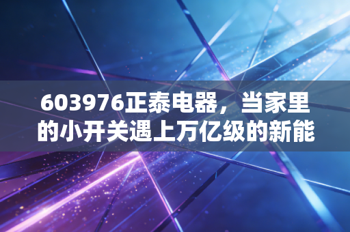 603976正泰电器,当家里的小开关遇上万亿级的新能源赛道,这只老字号还能给我们带来惊喜吗?