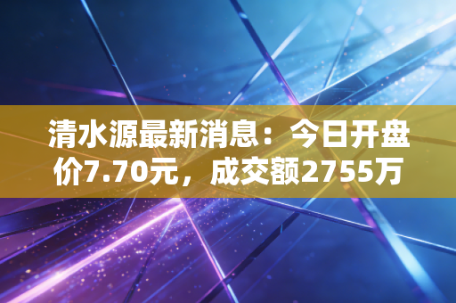 清水源最新消息：今日开盘价7.70元，成交额2755万元