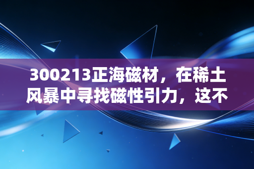 300213正海磁材,在稀土风暴中寻找磁性引力,这不仅仅是关于磁铁,更是关于未来的心跳