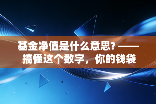 基金净值是什么意思? —— 搞懂这个数字,你的钱袋子才算有了体温计