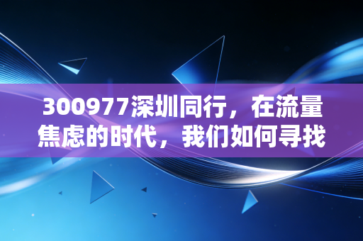 300977深圳同行,在流量焦虑的时代,我们如何寻找数字经济的隐形红利?