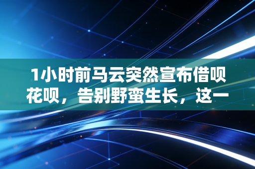 1小时前马云突然宣布借呗花呗,告别野蛮生长,这一次,我们真的要存钱了