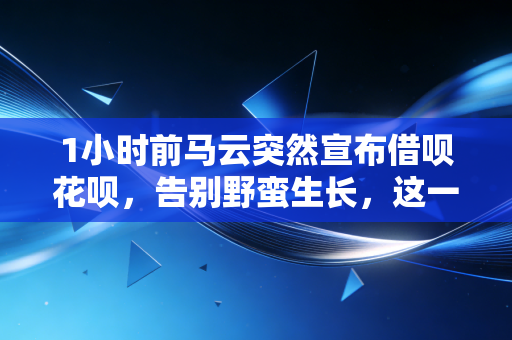 1小时前马云突然宣布借呗花呗,告别野蛮生长,这一次,我们真的要存钱了