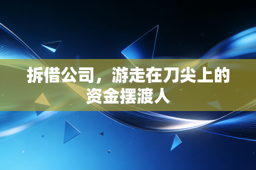 拆借公司,游走在刀尖上的资金摆渡人