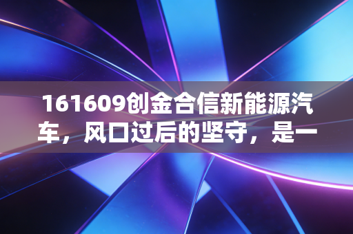 161609创金合信新能源汽车,风口过后的坚守,是一场关于耐心的修行