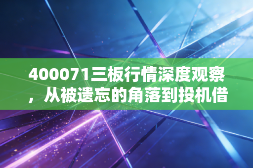 400071三板行情深度观察,从被遗忘的角落到投机借壳的狂欢,这只退市股还能翻身吗?